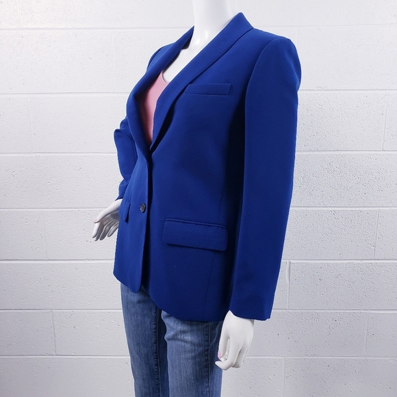 J. Crew Factory Women's Blue Crepe Blazer Work Suit Jacket B9367 Size 2 - Picture 3 of 12